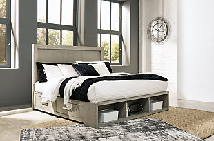 Fawnburg Queen Panel Bed with Storage, Gray, rollover