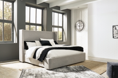 APK-B793-KUS Fawnburg King Upholstered Bed with Storage, Gray sku APK-B793-KUS