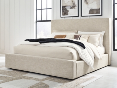 Kristiland Queen Upholstered Storage Bed, Light Brown, rollover