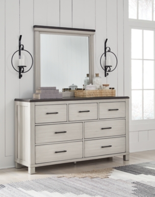 Darborn 7 Drawer Dresser and Mirror, Gray/Brown