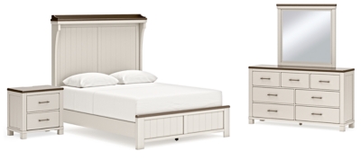 Darborn Queen Panel Bed with Mirrored Dresser and Nightstand