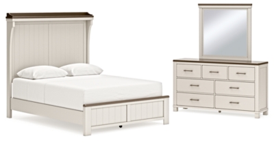 APG-B796B2-5P Darborn Queen Panel Bed with Mirrored Dresser, Gra sku APG-B796B2-5P