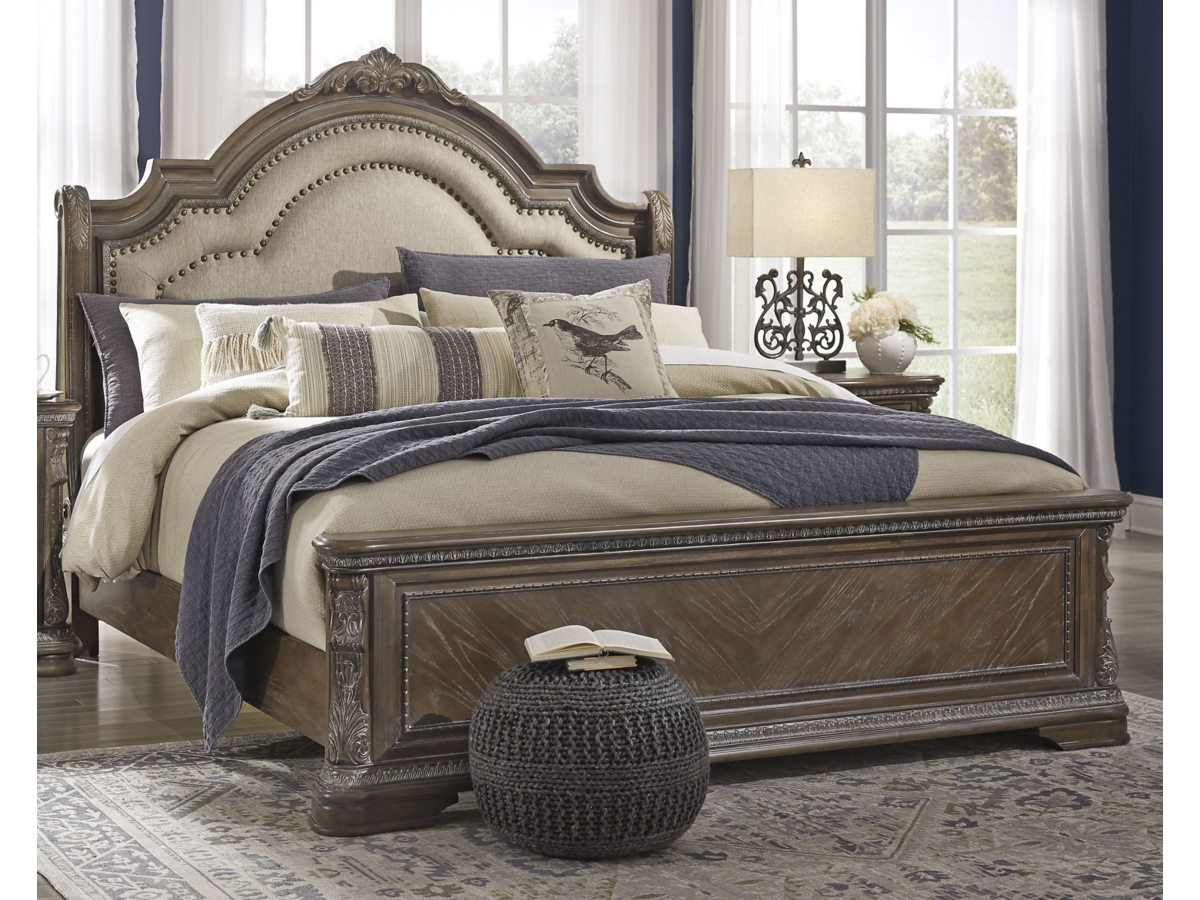 Ashley furniture tufted sleigh bed discount