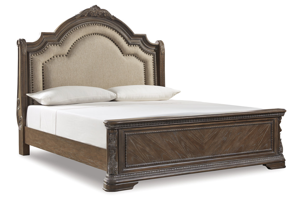 Charmond King Upholstered Sleigh Bed, Ashley Windville King Upholstered Sleigh Bed