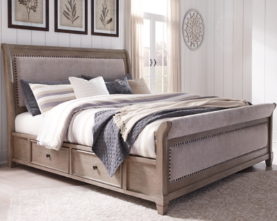 Challene Queen Upholstered Bed With 4 Storage Drawers Ashley Furniture Homestore