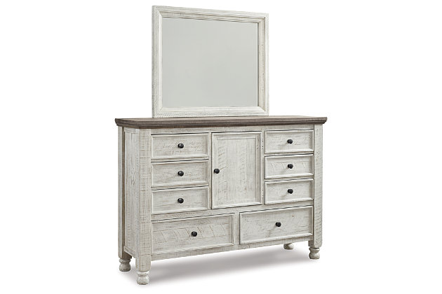 Havalance 8 Drawer Dresser And Mirror, Grey Mirror Dresser Set