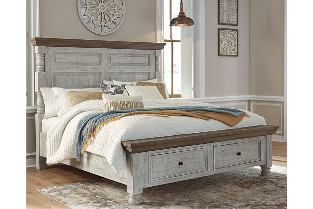 Havalance Queen Poster Bed With 2, Farmhouse Bed Frame With Drawers