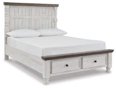Havalance Full Panel Storage Bed, White/Gray, large