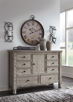 B816-31 Harrastone 8 Drawer Dresser with Cabinet, Gray sku B816-31