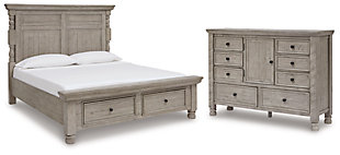 Harrastone Queen Panel Bed with Dresser, Gray, large