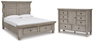 Harrastone California King Panel Bed with Dresser, Gray, large