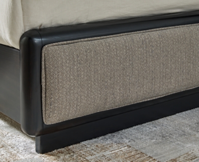 Rowanbeck King Upholstered Panel Bed, Gray/Black, large
