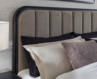 Rowanbeck King Upholstered Panel Bed, Gray/Black, large