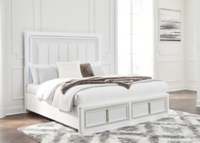Chalanna King Upholstered Storage Bed, White, rollover