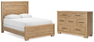 Galliden Queen Panel Bed with Dresser, Light Brown