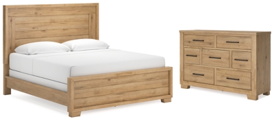 APG-B841B4-4P Galliden King Panel Bed with Dresser, Light Brown sku APG-B841B4-4P