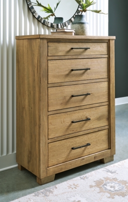 Galliden 5 Drawer Chest of Drawers, Light Brown