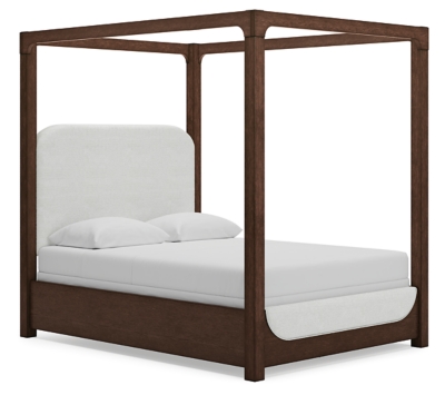 Breckington Queen Upholstered Canopy Bed, Dark Brown, large