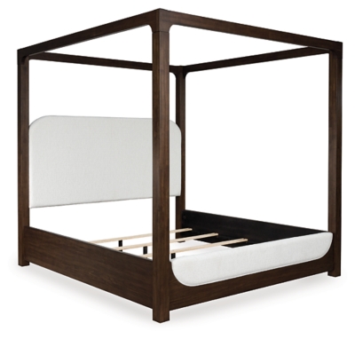 Breckington King Upholstered Canopy Bed, Dark Brown, large