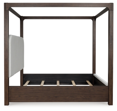 Breckington King Upholstered Canopy Bed, Dark Brown, large