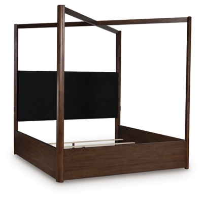 Kendamor Queen Canopy Bed, Dark Brown, large