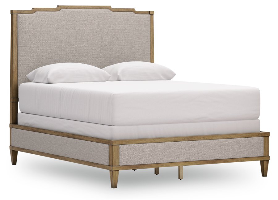 Cama tapizada Sharlance Queen con cabecera, cómoda y espejo - image 3