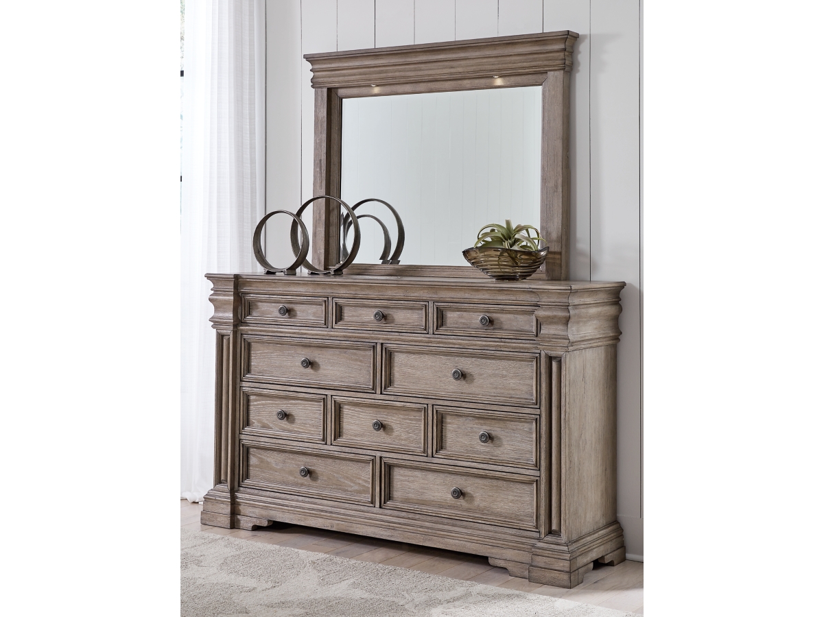 Blairhurst King Panel Bed with Mirrored Dresser, Chest and 2  