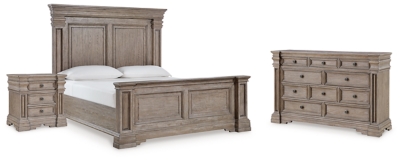 Blairhurst Queen Panel Bed with Dresser and Nightstand, Light Grayish Brown