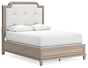 Jorlaina Queen Upholstered Panel Bed, Light Grayish Brown, large