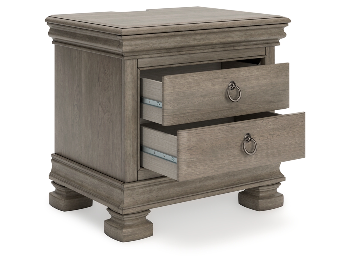 Lexorne King Sleigh Bed with Mirrored Dresser, Chest and 2 Lexorne King Sleigh Bed with Mirrored Dresser, Chest and 2