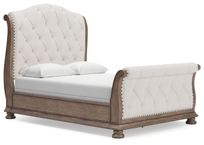 Ardenfield Queen Upholstered Sleigh Bed, Light Brown, large