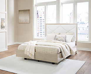 Wendora Queen Upholstered Bed, Bisque/White, rollover