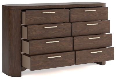 Dresser with fully open drawers showing inner storage