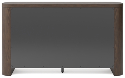Back panel of dresser showing assembly screws
