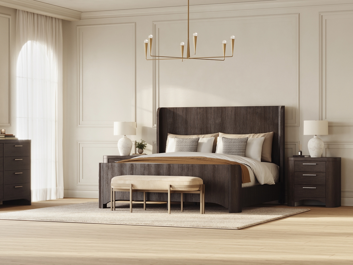 Neo King Panel Bed, Rich Brown, large