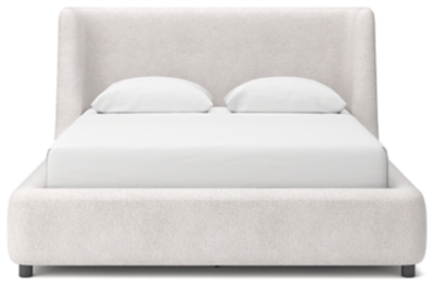 Neo Queen Upholstered Platform Bed, White/Gray, large