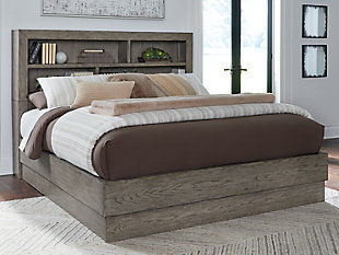Anibecca California King Bookcase Bed, Weathered Gray, rollover