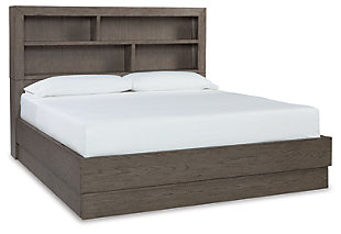 Anibecca California King Bookcase Bed, Weathered Gray, large