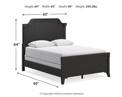 Welltern Queen Panel Bed, Black, large
