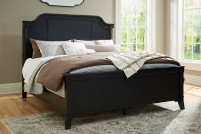 Welltern California King Panel Bed, Black, large