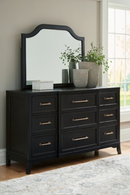 Welltern 9 Drawer Dresser and Mirror, Black