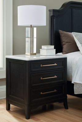 B971-93 Welltern 28 3 Drawer Charging Nightstand, Black/Wh sku B971-93