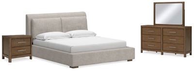 Cabalynn King Upholstered Bed with Mirrored Dresser and Nightstand, , large