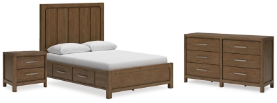 Cabalynn Queen Panel Bed with Dresser and Nightstand, Light Brown