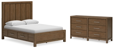 Cabalynn Queen Panel Bed with Dresser, Light Brown