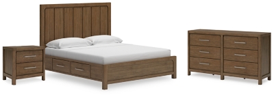 Cabalynn King Panel Bed with Dresser and Nightstand, Light Brown