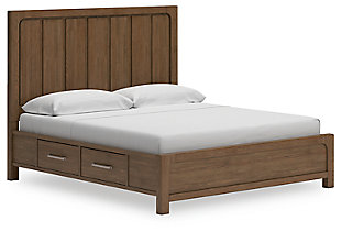 Cabalynn California King Panel Bed with Storage, Light Brown, large