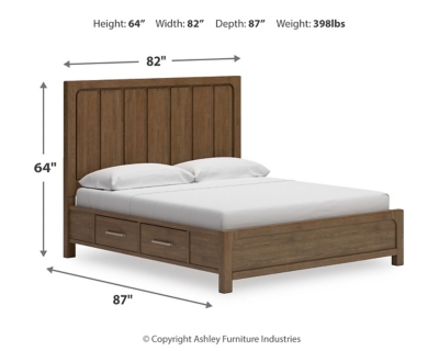 Cabalynn King Panel Bed with Storage, Light Brown, large