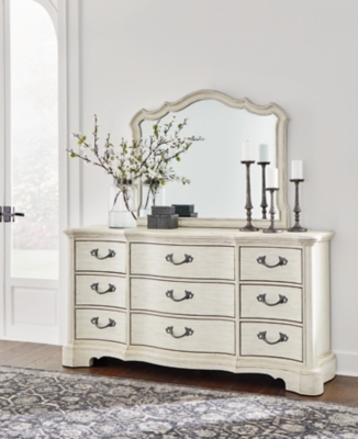 B980B1 Arlendyne 9 Drawer Dresser with Mirror, Antique Wh sku B980B1