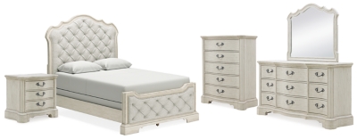 APG-B980B2-7PC Arlendyne Queen Upholstered Bed with Mirrored Dres sku APG-B980B2-7PC